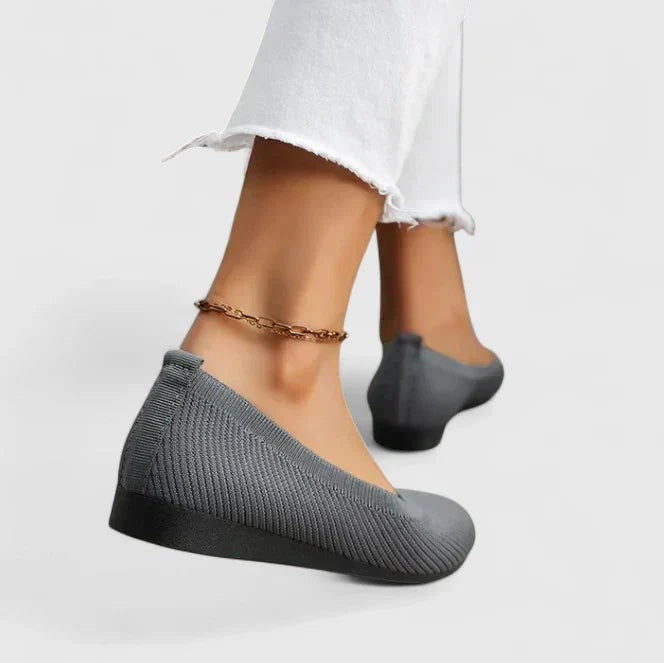 Knit Ballet Flats - Gray