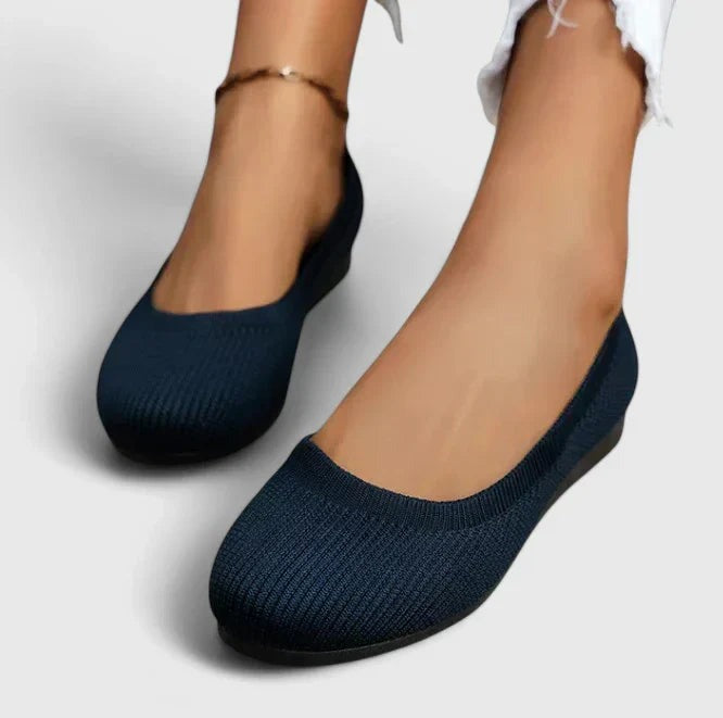 Knit Ballet Flats - Navy Blue