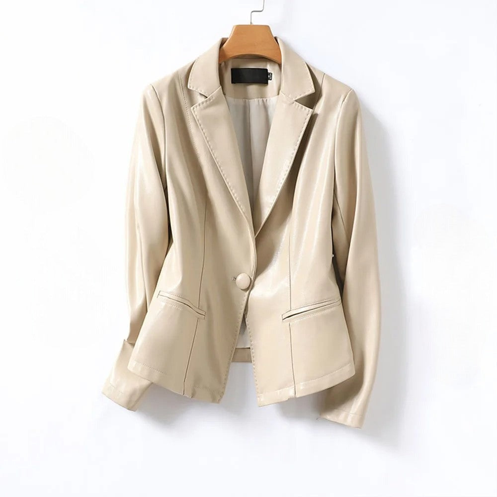 Leather Blazer Jacket - Off White