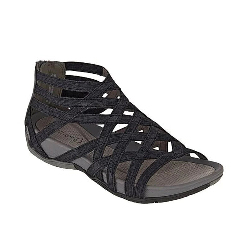 Leopard Print Gladiator Sandals - Black