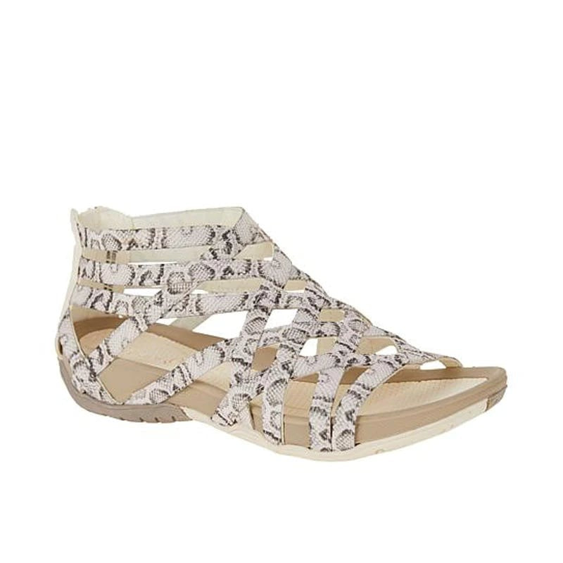 Leopard Print Gladiator Sandals - Grey