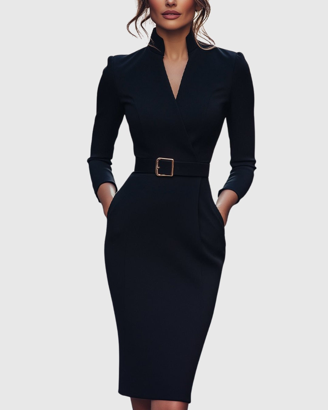 Long Sleeve Bodycon Midi Dress - Black (Almost Sold Out)