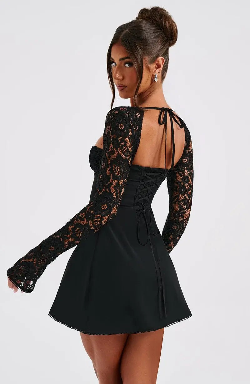 Long Sleeve Lace Mini Dress