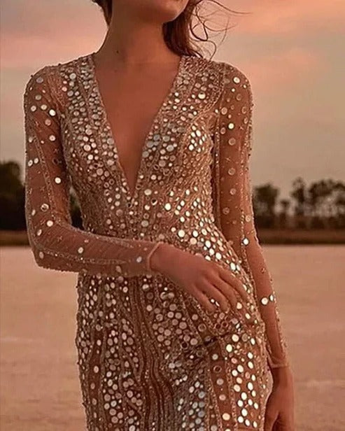 Long Sleeve Sequin Mini Dress