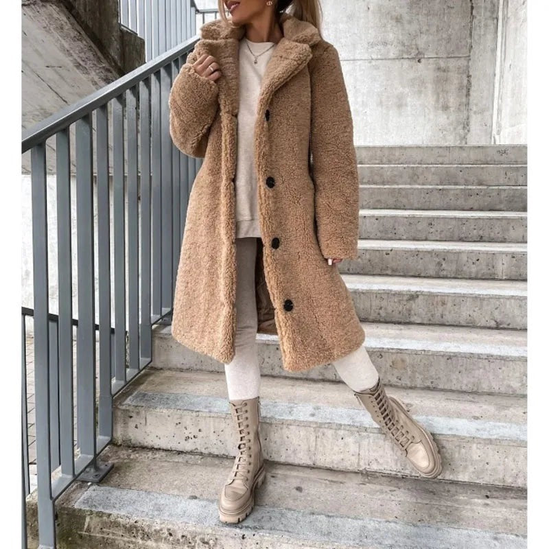 Long Teddy Coat - Beige