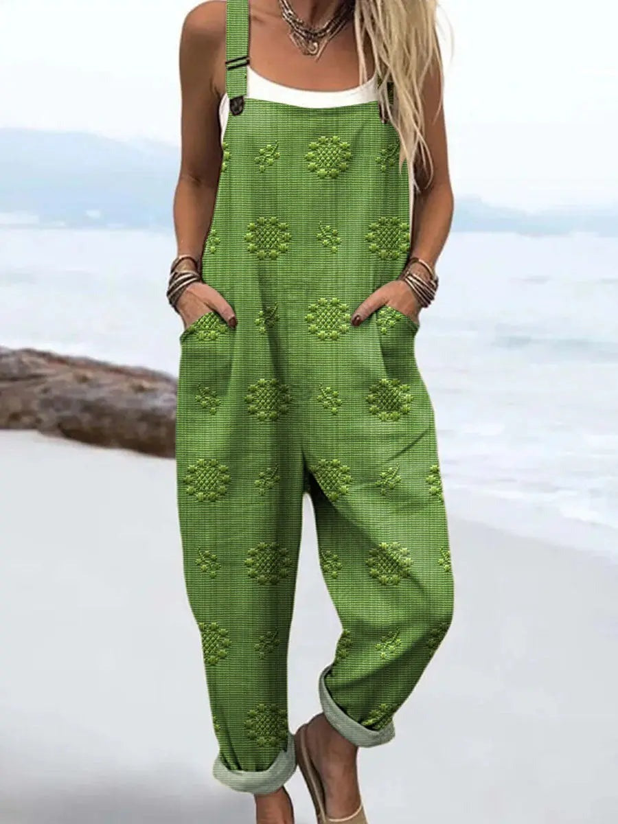 Loose Fit Overalls Jumpsuit - Green