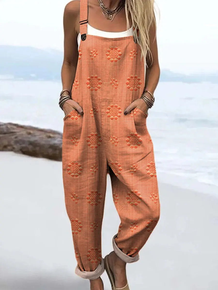 Loose Fit Overalls Jumpsuit - Orange