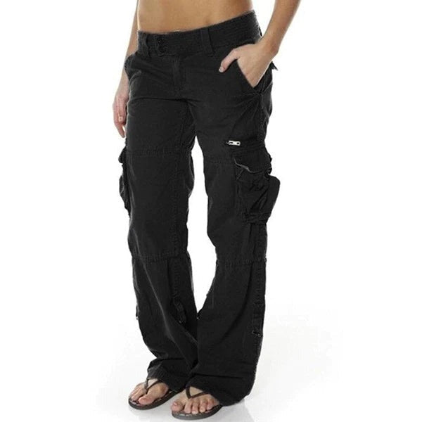 Low Rise Cargo Pants - Black