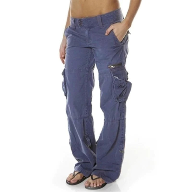 Low Rise Cargo Pants - Blue