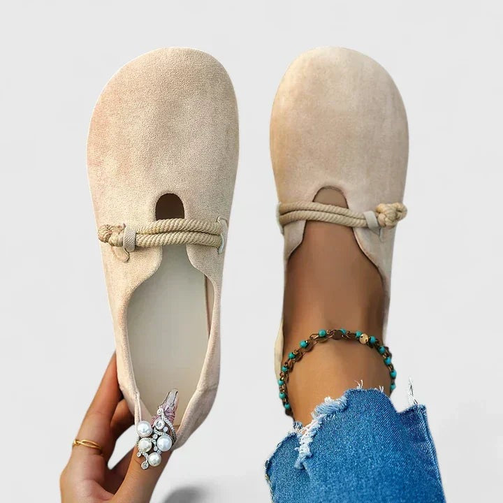 Mary Jane Ballet Flats - Beige