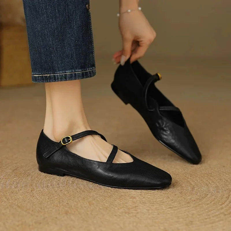 Mary Jane Ballet Flats - Black