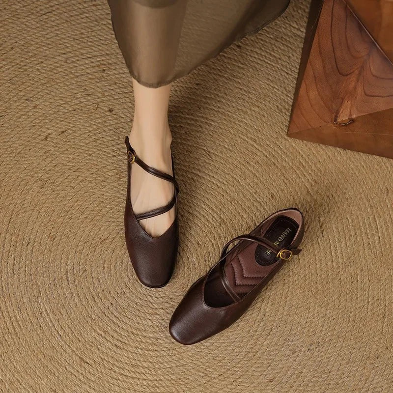 Mary Jane Ballet Flats - Mocha