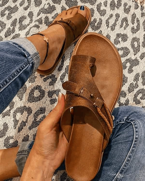 Orthopedic Thong Sandals - Brown