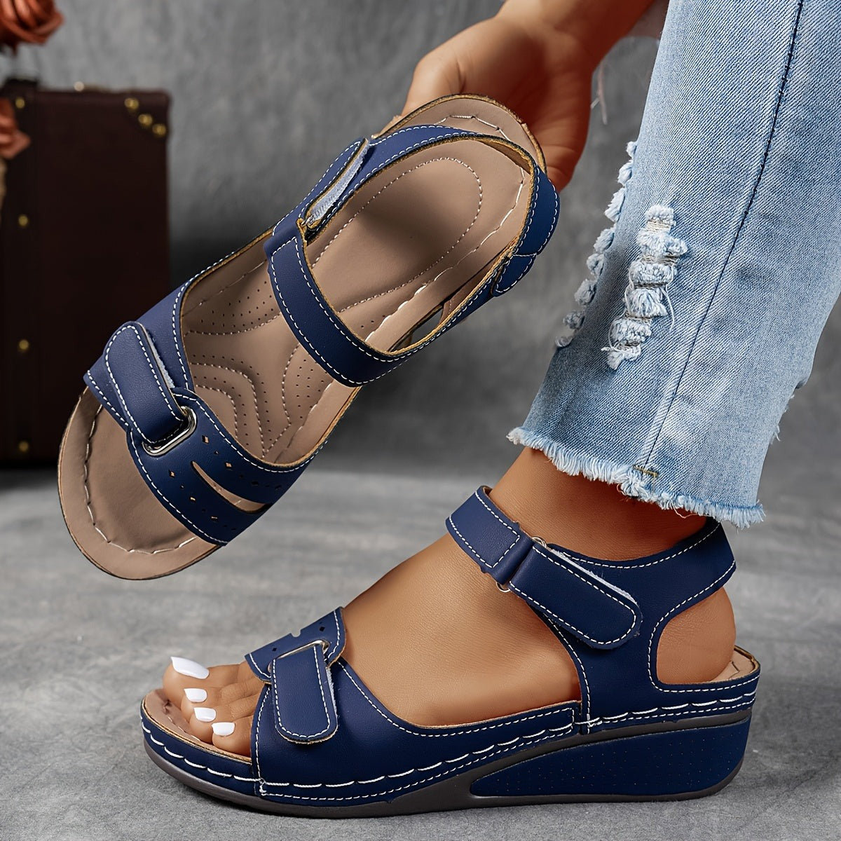 Orthopedic Wedge Sandals - Blue