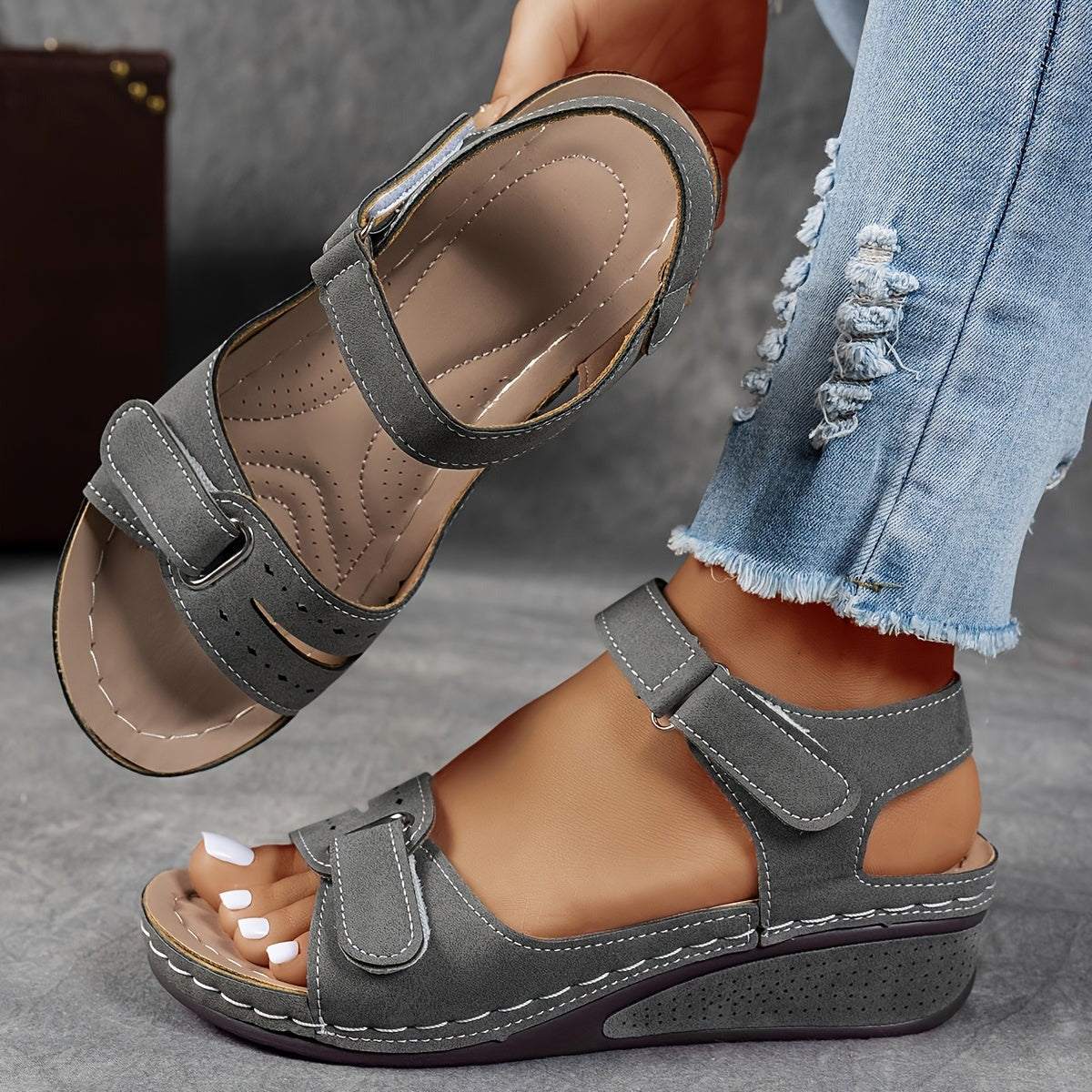 Orthopedic Wedge Sandals - Gray