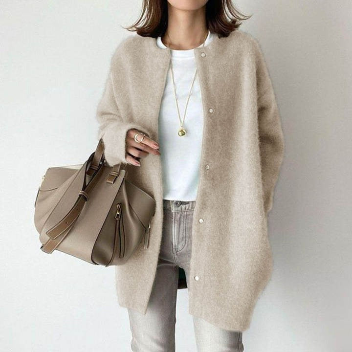 Oversized Knit Cardigan - Beige