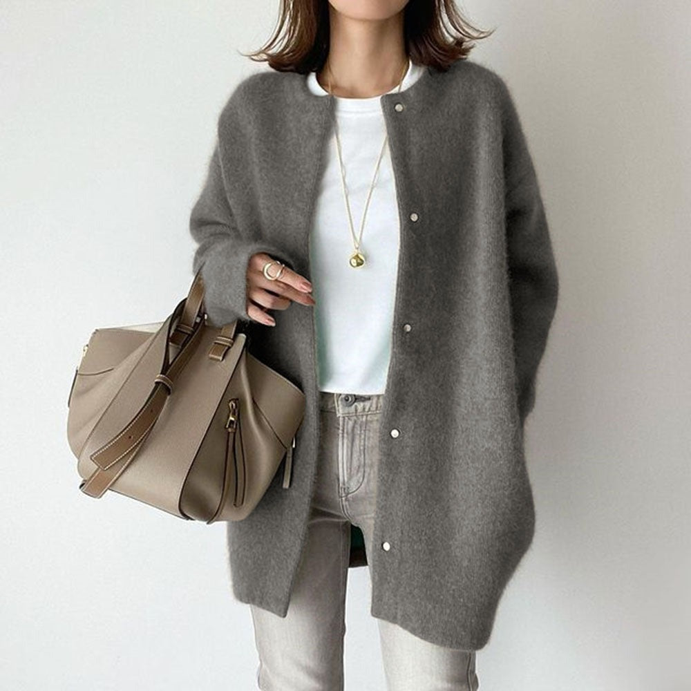 Oversized Knit Cardigan - Gray