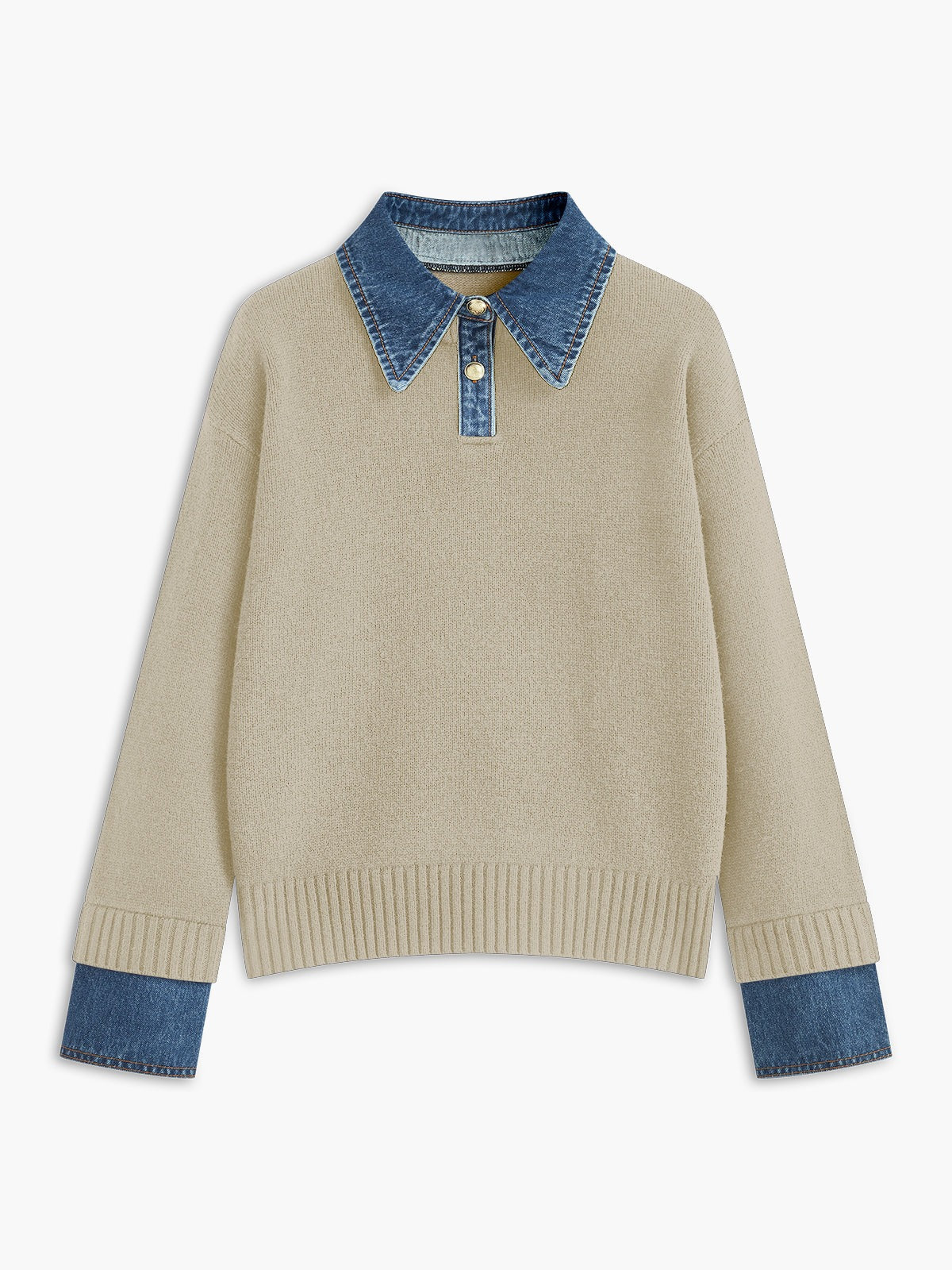 Oversized Knit Pullover Sweater - Apricot