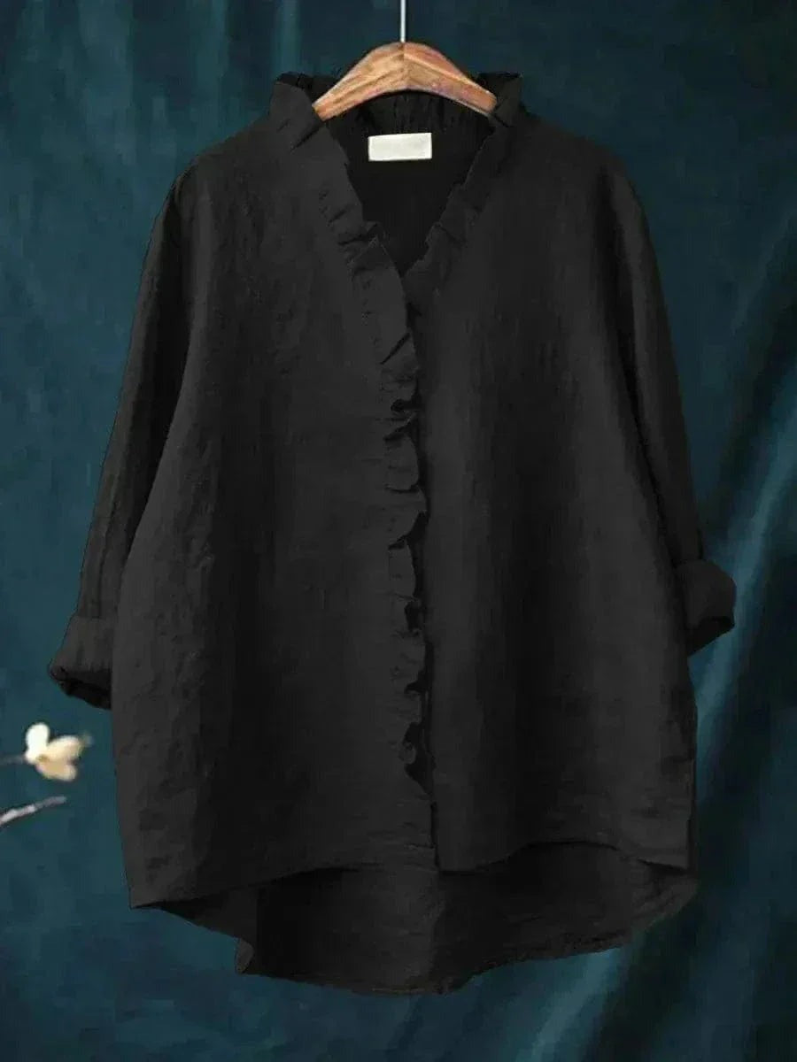 Oversized Ruffle Blouse - Black