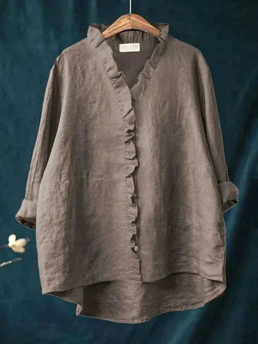 Oversized Ruffle Blouse - Dark Gray