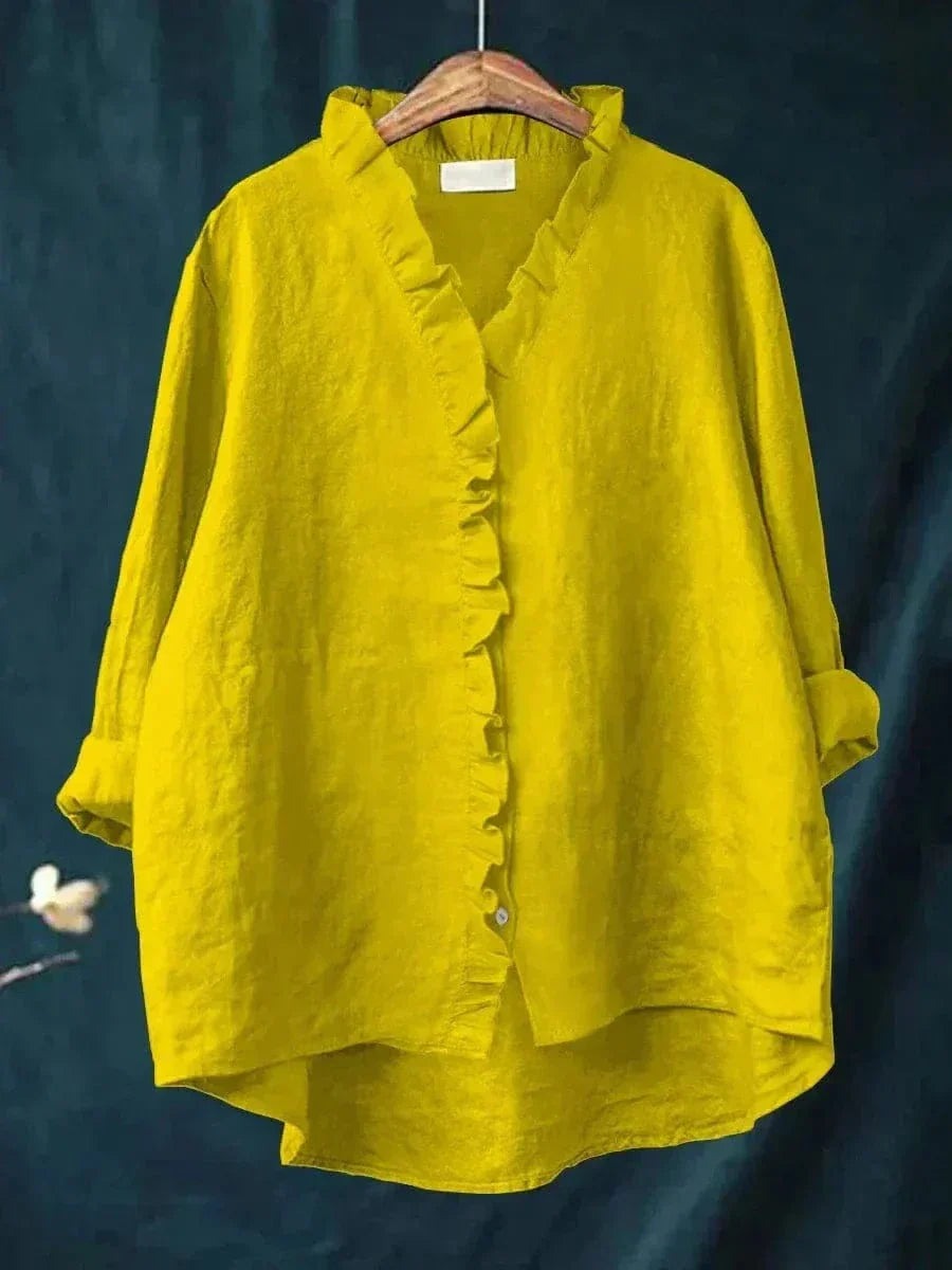 Oversized Ruffle Blouse - Yellow