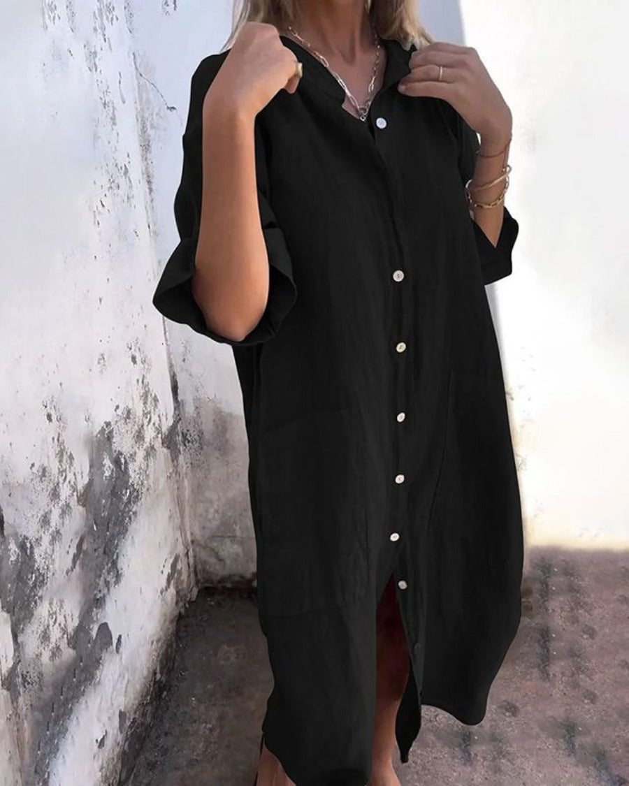Oversized Shirt Dress - Black