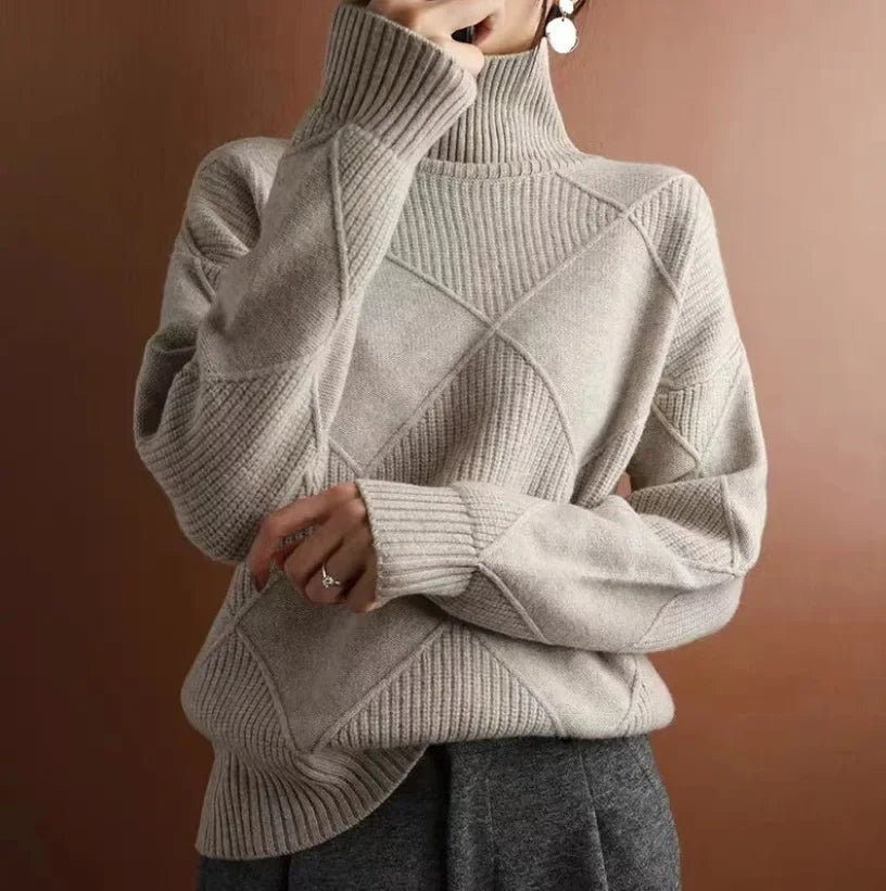 Oversized Turtleneck Sweater - Khaki