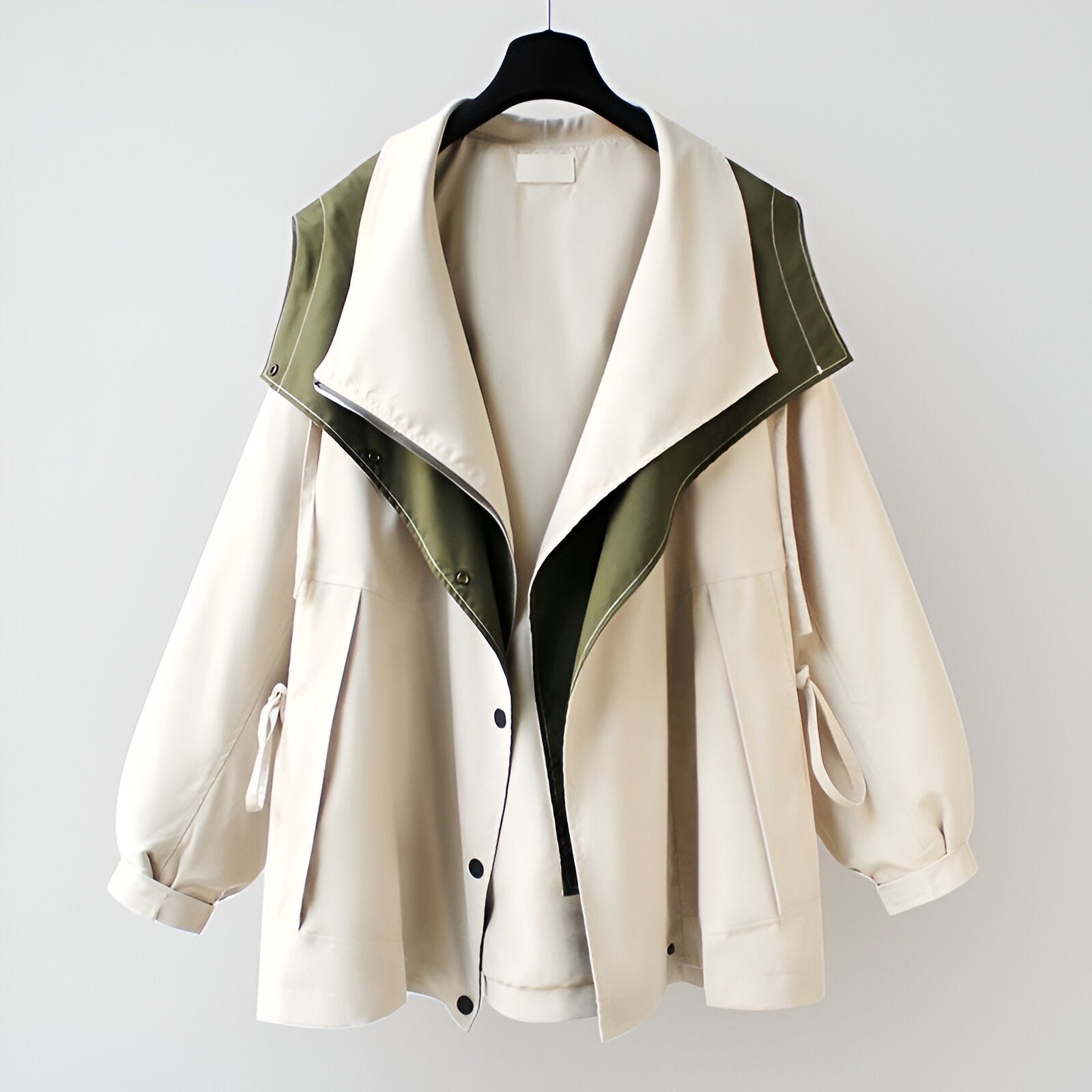 Oversized Windbreaker Jacket - Beige