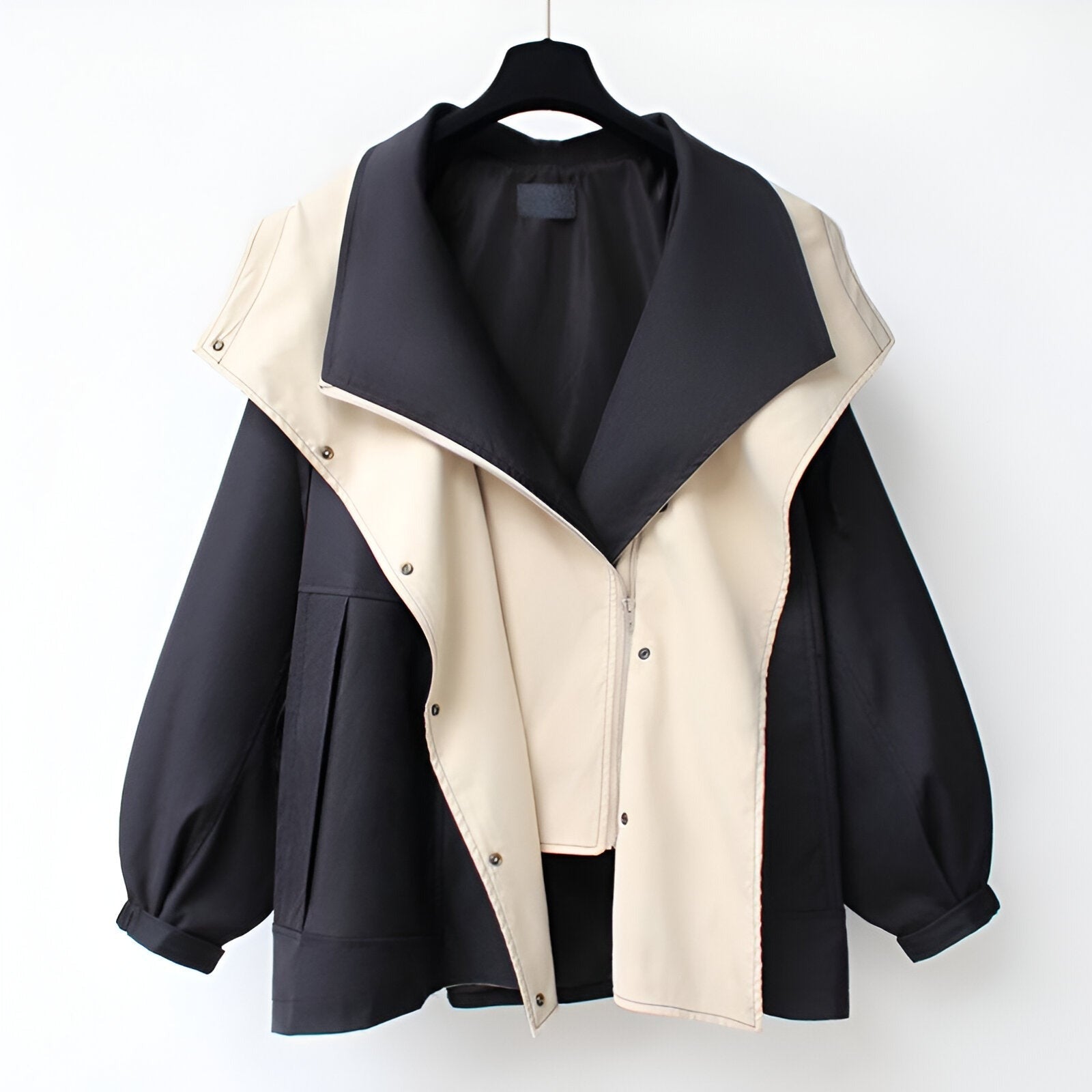 Oversized Windbreaker Jacket - Black