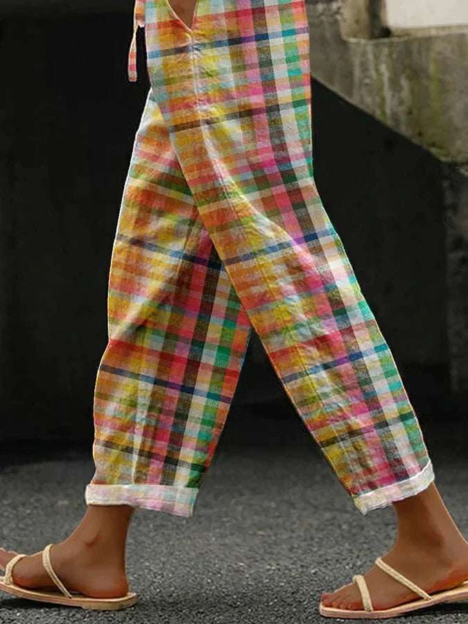 Plaid Wide Leg Pants