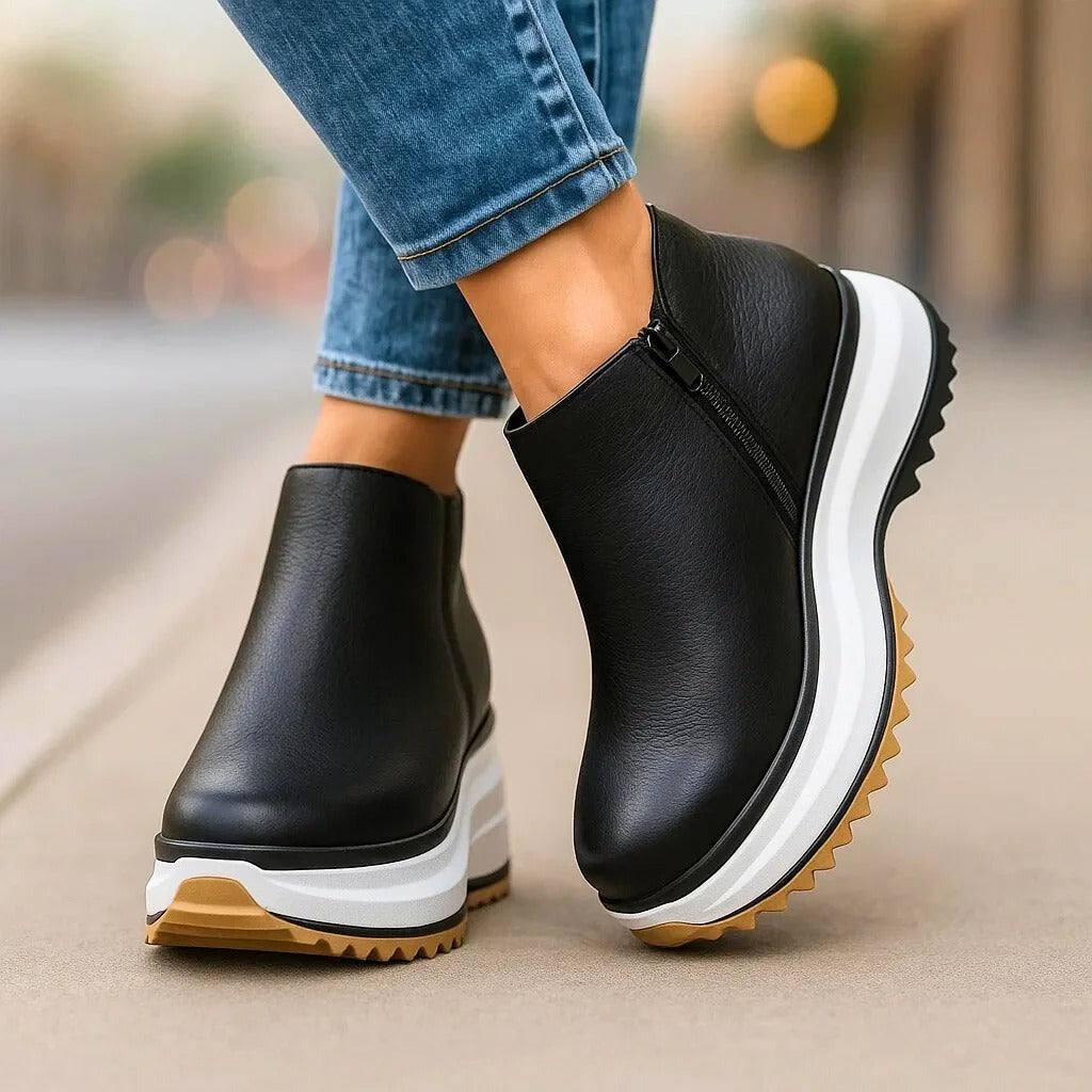 Platform Ankle Boots - Black