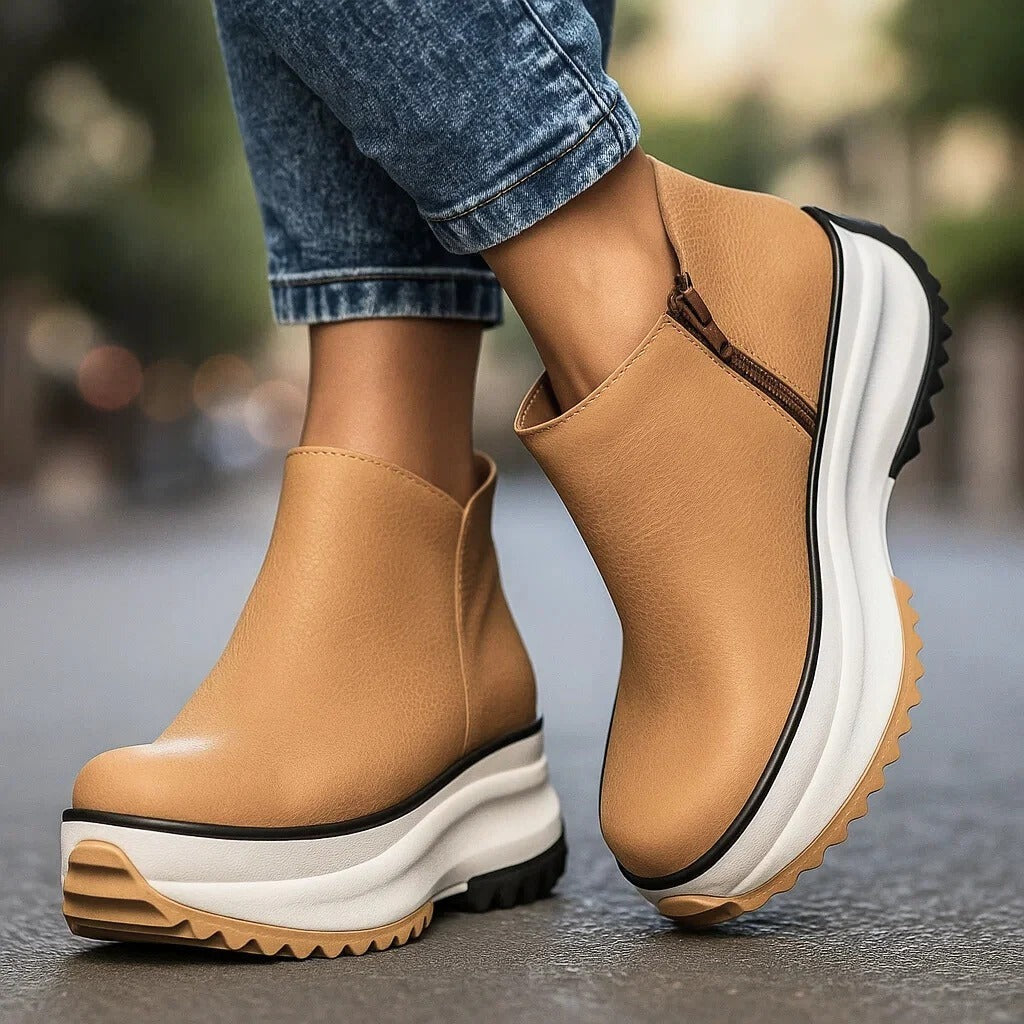 Platform Ankle Boots - Khaki