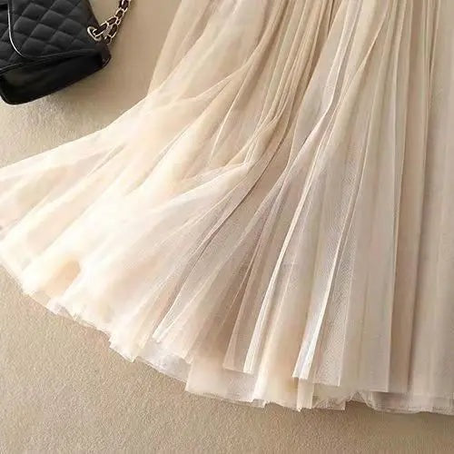 Pleated Tulle Maxi Skirt