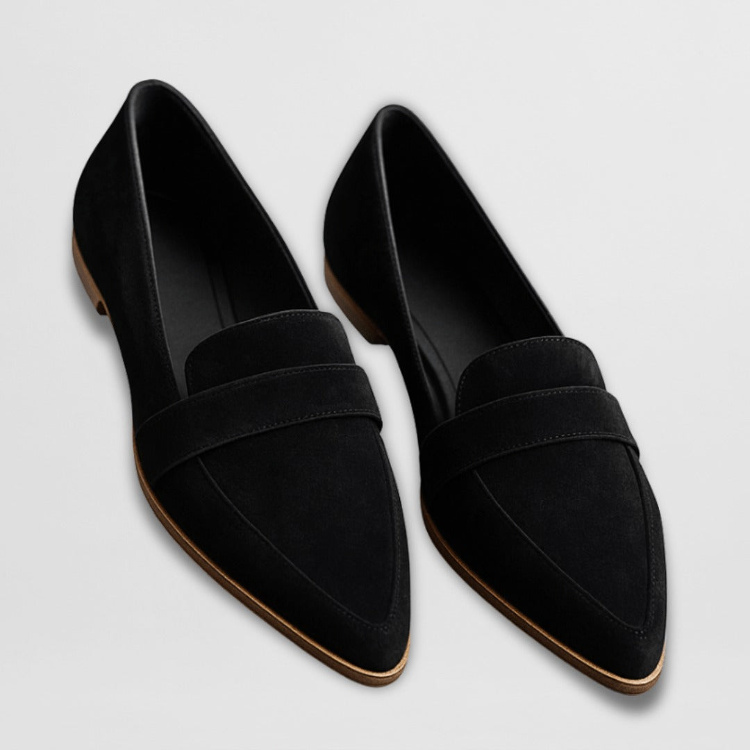 Pointed Toe Penny Loafers - Black