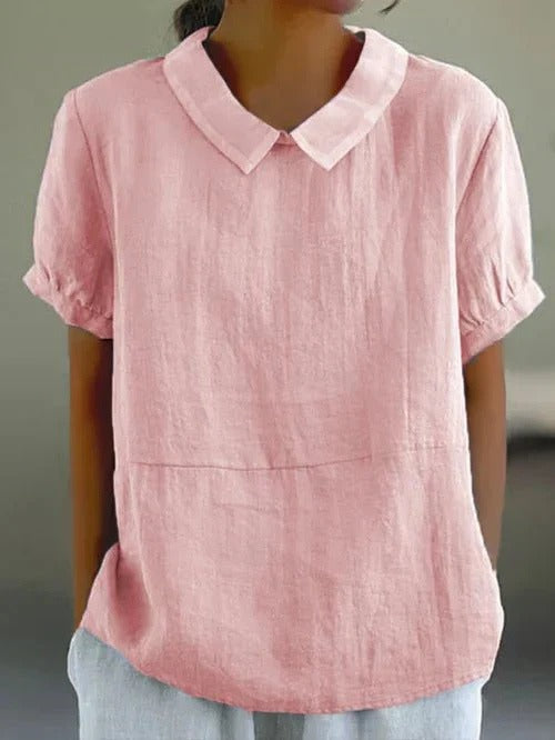 Puff Sleeve Casual Blouse - Pink