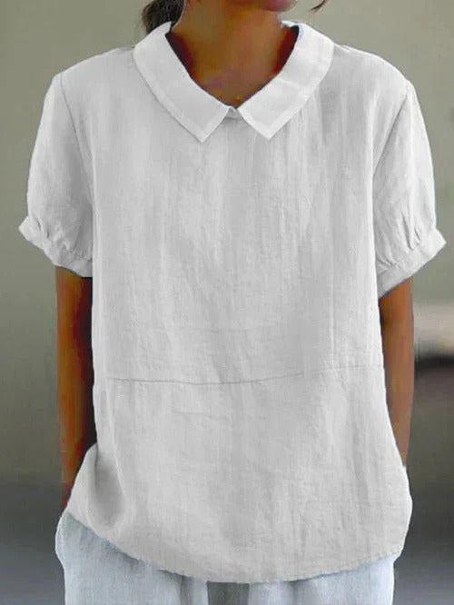 Puff Sleeve Casual Blouse - White
