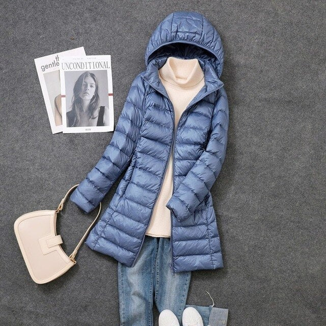 Quilted Puffer Coat - Blue