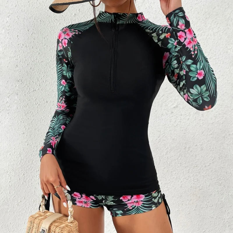 Rash Guard Swimsuit Set - Tropical Pink