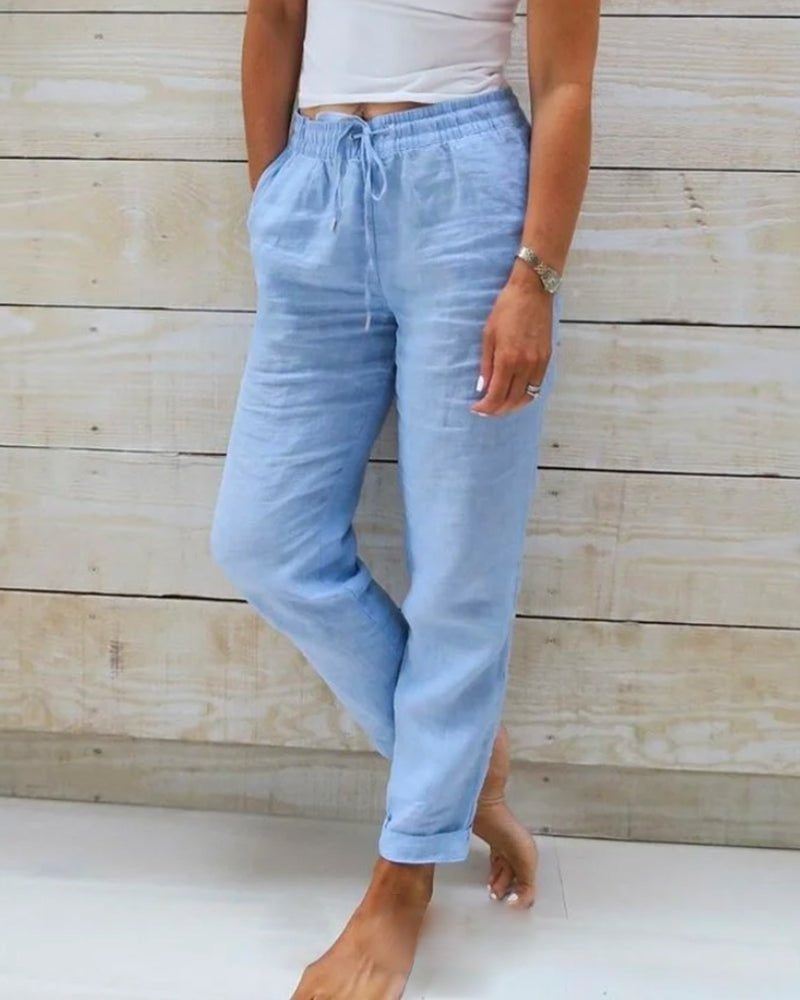 Relaxed Fit Casual Pants - Light Blue