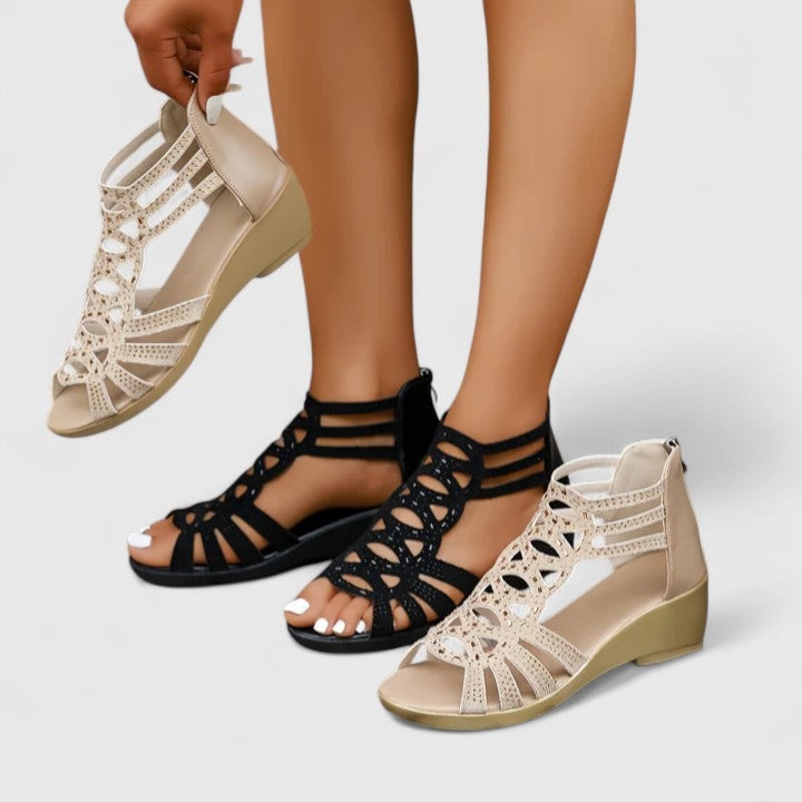 Rhinestone Gladiator Wedge Sandals