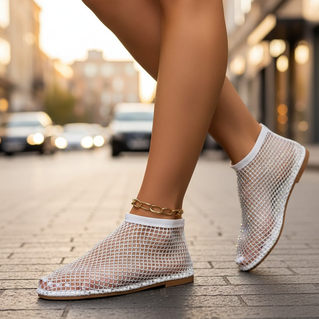 Rhinestone Mesh Flats