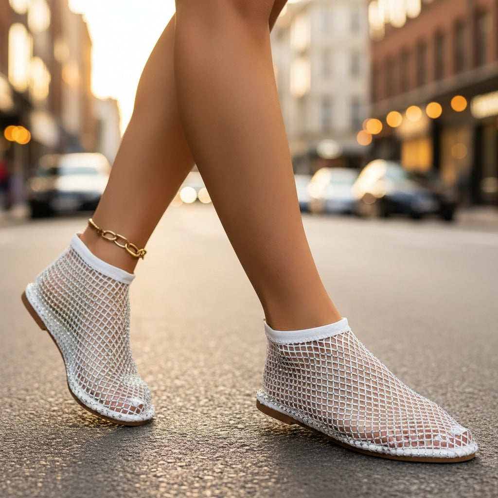 Rhinestone Mesh Flats