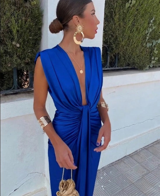Ruched Evening Midi Dress