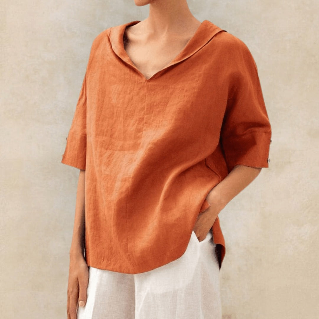 Short Sleeve Tunic Top - Orange