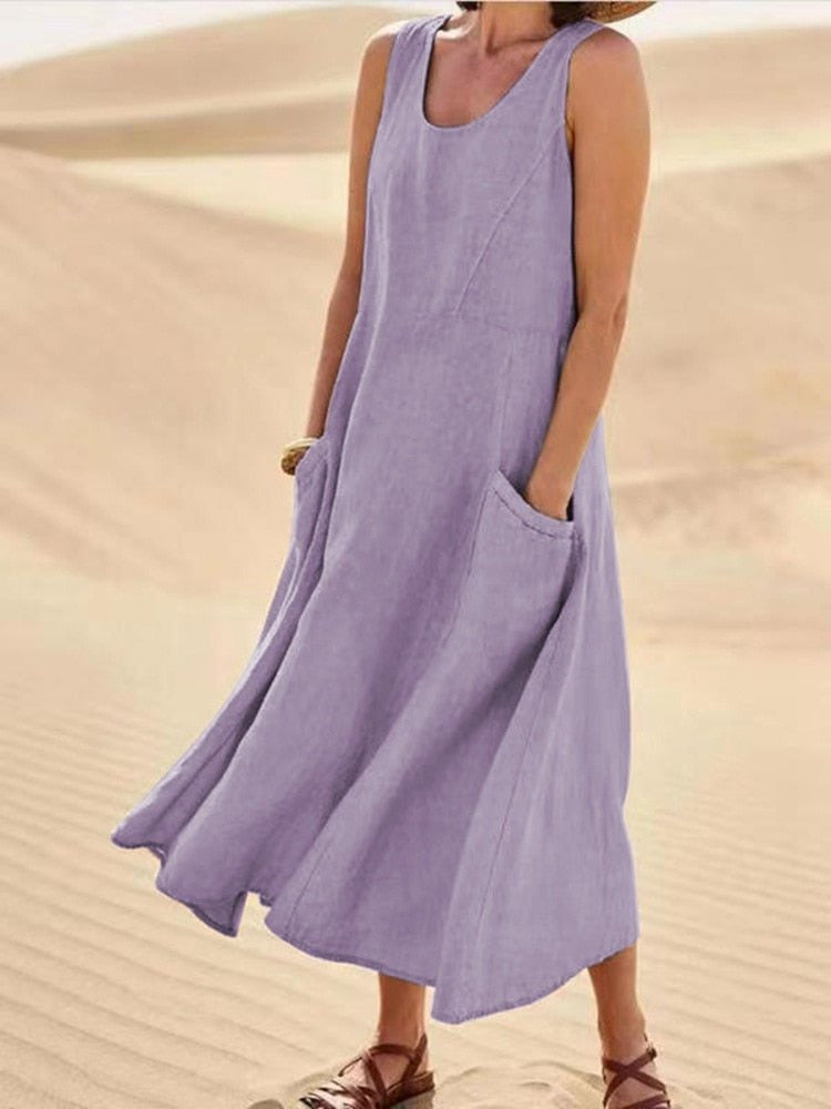 Sleeveless Midi Dress - Light Purple
