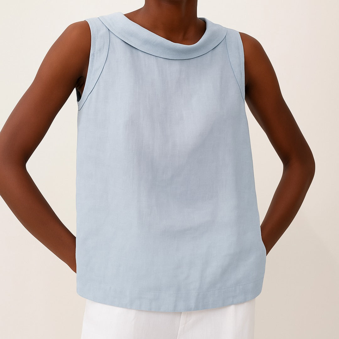 Sleeveless Work Blouse - Blue
