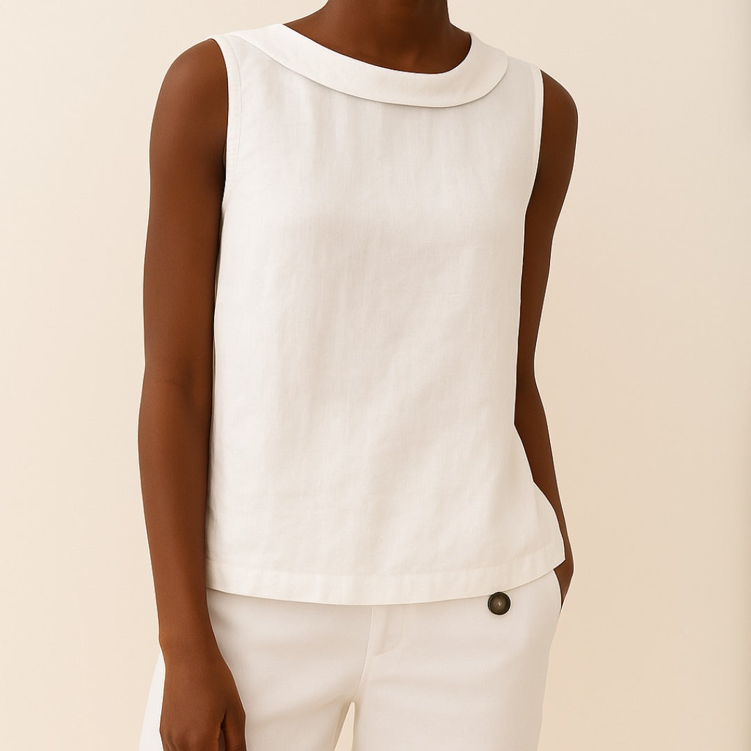 Sleeveless Work Blouse - White
