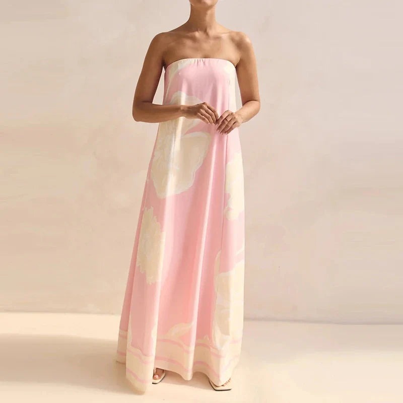 Strapless Floral Maxi Dress