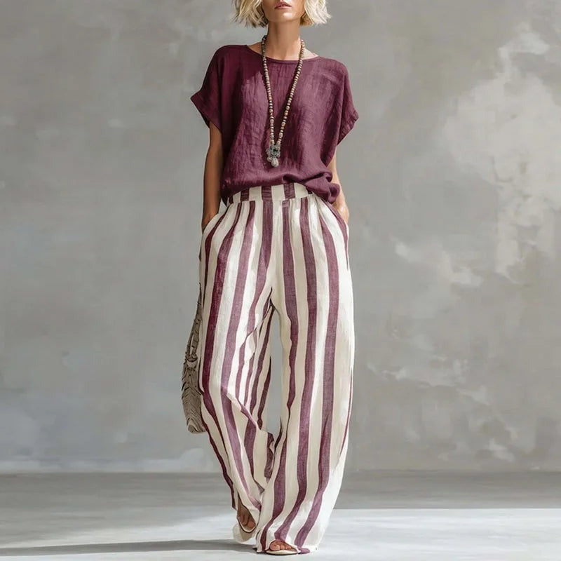 Striped Pants Two Piece Set