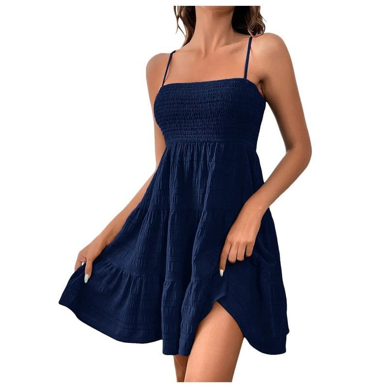 Summer A Line Mini Dress - Navy